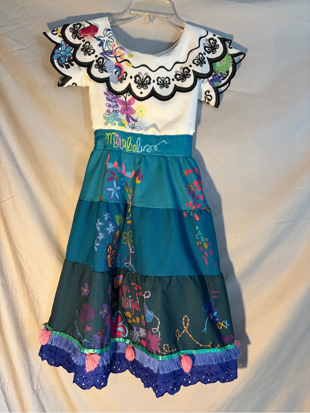 Encanto Mirabel Girl's Dress Up DISNEY Sz 5/6 Costume Floral Multi Skirt Tassels